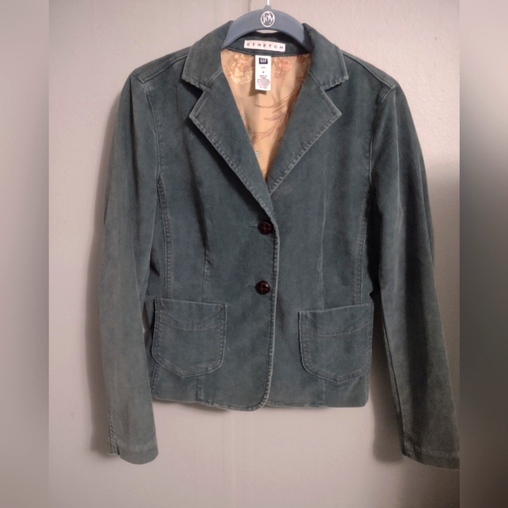 GAP Seafoam Green Corduroy Blazer Size 2 EUC